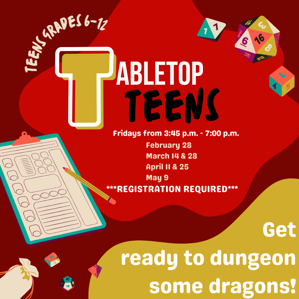 Winter-Spring 2025 Tabletop Teens Newsletter Version